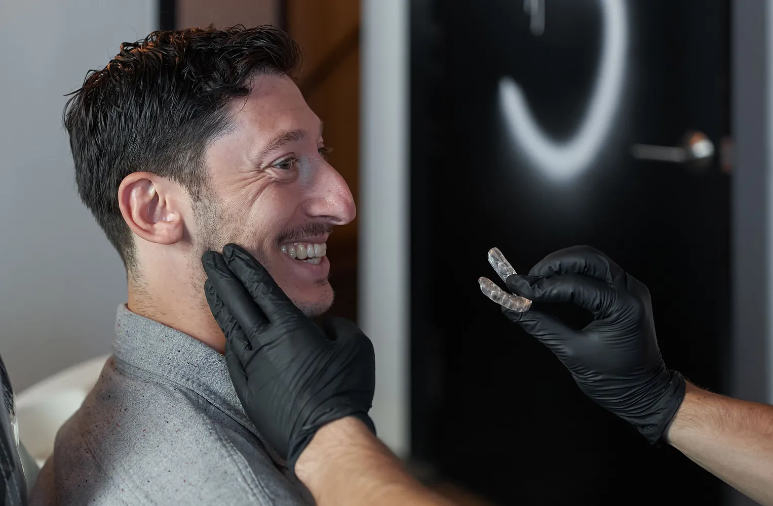 A patient being fitted for clear aligners at Red Bank Smiles in Red Bank, NJ